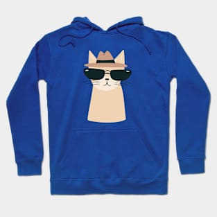 Dapper Cat Minimalism: Cream Fedora & Glasses Art Hoodie